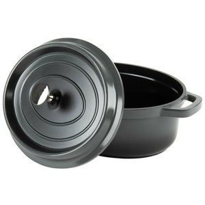 3.5 Qt. Gray Enamel Coated Cast Aluminum Oval Dutch Oven with Lid
